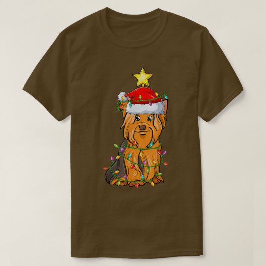 Lighting Xmas Tree Matching Yorkshire Terrier Chri T-Shirt (Design vorne)