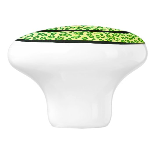 Lightning Bolt Eyes Green Leopard Lächeln Gesicht Keramikknauf (Seitenansicht)