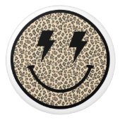 Lightning Bolt Eyes Leopard Smile Face Keramikknauf (Vorderseite)