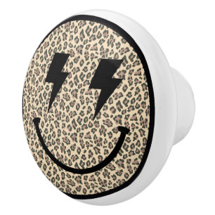 Lightning Bolt Eyes Leopard Smile Face Keramikknauf