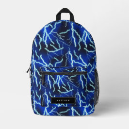 Lightning Electricity Thunderstorm Night Sky Bedruckter Rucksack