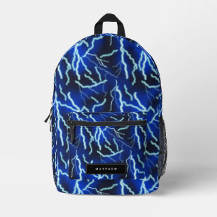 Lightning Electricity Thunderstorm Night Sky Bedruckter Rucksack