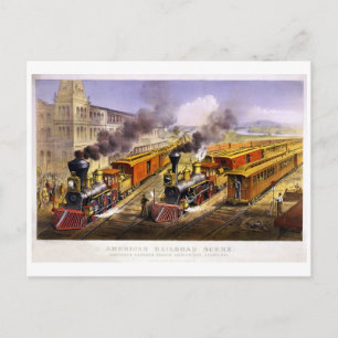 Lightning Express: Eine amerikanische Trainszene Postkarte