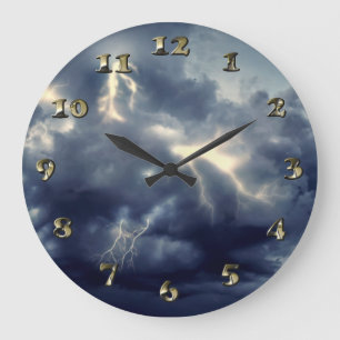 Lightning Flashes During Thunderstorm Große Wanduhr