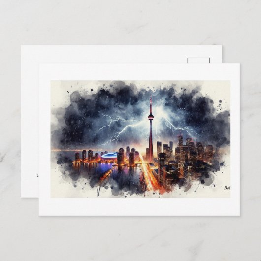 Lightning Over Toronto,  Postkarte (Vorne/Hinten)