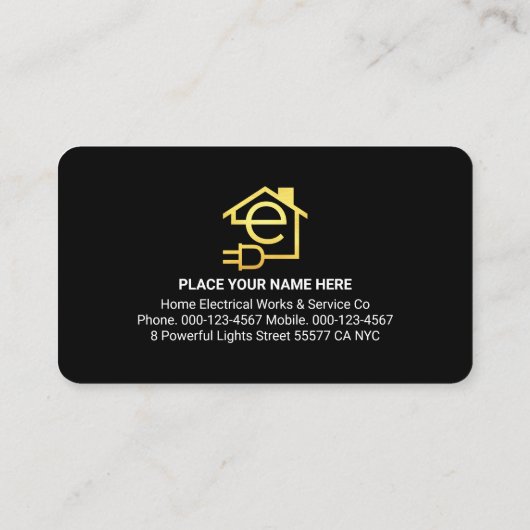 Lightning Powers Gold Letter-e Circuit Home Visitenkarte (Rückseite)