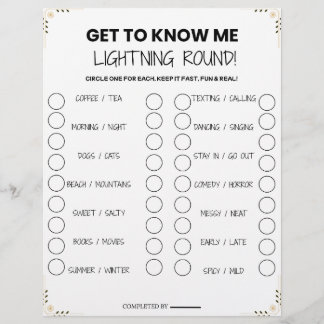 Lightning Round Party Game - Fun Get-to-Know-You P Briefbogen
