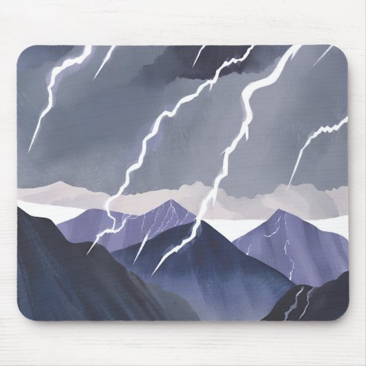 Lightning Storm | Watercolor Dark Mountains Mousepad (Vorne)