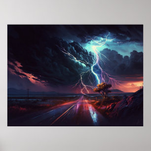 Lightning strike in the tree poster
