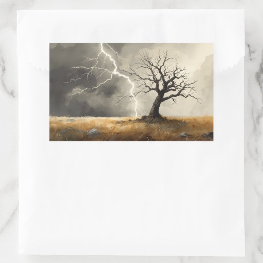 lightning striking tree paintings. 🌩️🌳 rechteckiger aufkleber (Tasche)