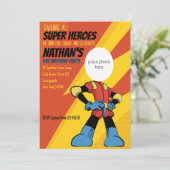 Lightning Superhero Einladung zum Geburtstag (Stehend Vorderseite)