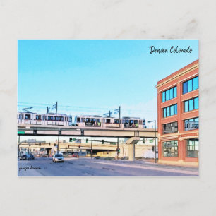 LightRail, I-25, Broadway Station, Denver, CO Postkarte