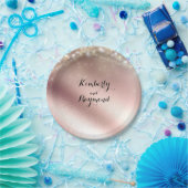 Lights and Rose Gold Glitzer Wedding Pappteller (Party)