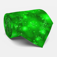 Lights and Snowflakes, Green - Christmas Ties,