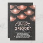 Lights and Umbrellas Chalkboard Pink Wedding Einladung (Vorne/Hinten)