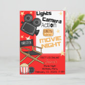Lights Camera Action Birthday Einladungskarte (Stehend Vorderseite)