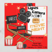 Lights Camera Action Birthday Einladungskarte (Vorne/Hinten)