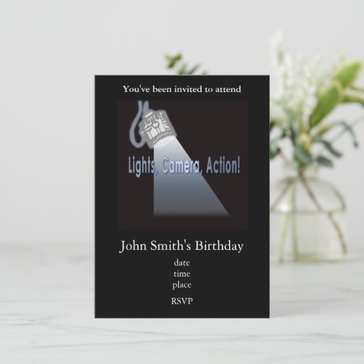 Lights Camera Action! Einladung (Stehend Vorderseite)