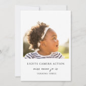 Lights Camera Action Foto Geburtstag Einladung (Vorderseite)