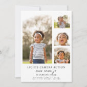 Lights Camera Action Foto Geburtstag Einladung (Vorderseite)