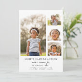Lights Camera Action Foto Geburtstag Einladung (Stehend Vorderseite)