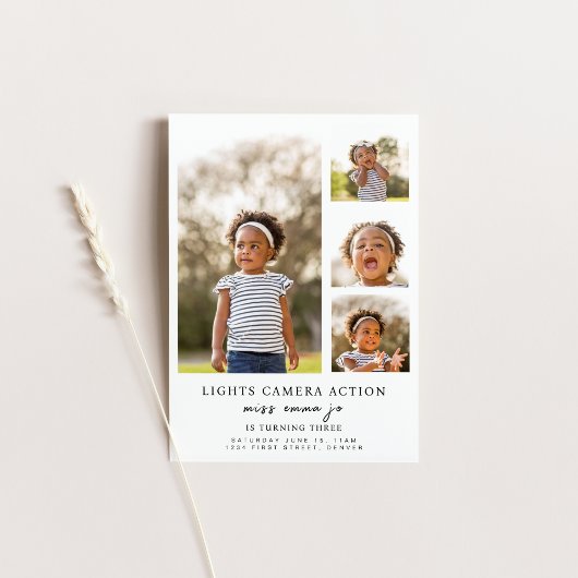 Lights Camera Action Foto Geburtstag Einladung