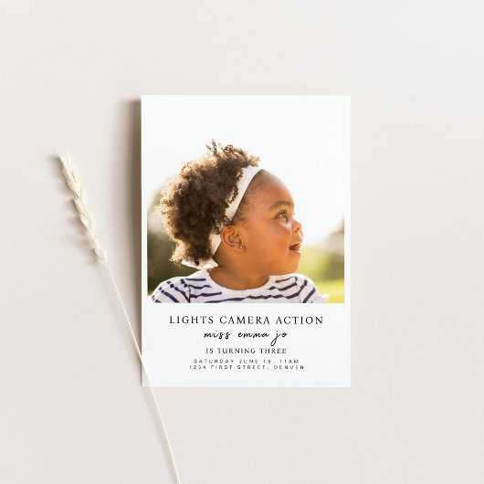 Lights Camera Action Foto Geburtstag Einladung
