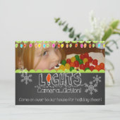 Lights Camera Action Holiday Party Foto laden Einladung (Stehend Vorderseite)