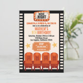 Lights Camera Action Movie Night Birthday Einladung (Stehend Vorderseite)