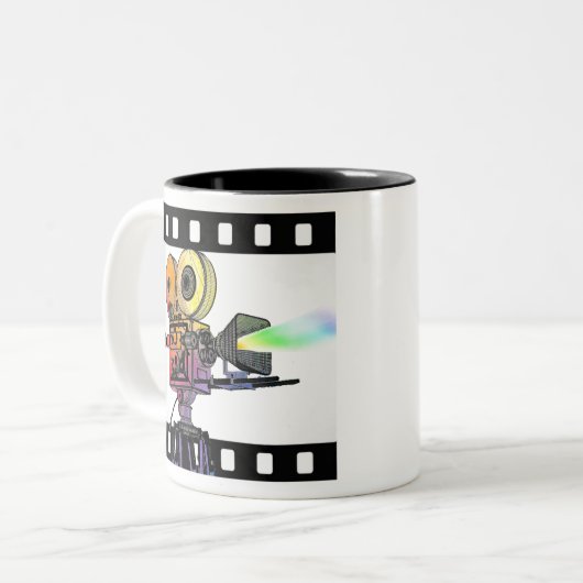 Lights Camera Action! Zweifarbige Tasse (Vorderseite Links)