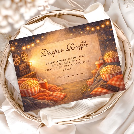 Lights Camera Baby Shower Diapper Raffle Begleitkarte