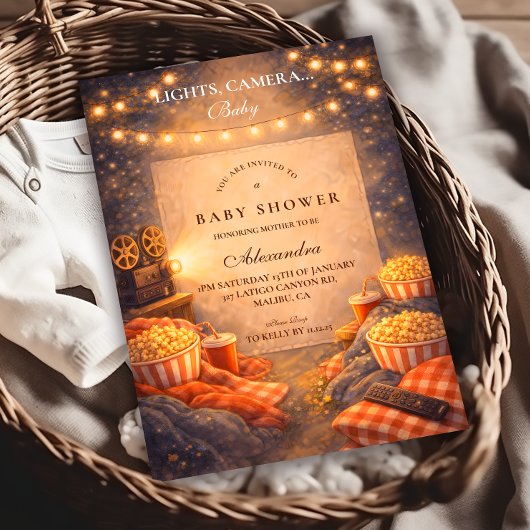 Lights Camera Baby Shower Einladung