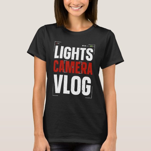 Lights Camera Vlog Social Media Content Creator Vl T-Shirt (Vorderseite)