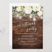 Lights Floral Rustic Holz Weihnachtsfest Party ein Einladung (Vorne/Hinten)