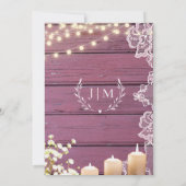 Lights Gipskraut & Lace Lila Holzhochzeit Einladung (Rückseite)