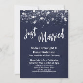 Lights Grunge Just Married Navy Empfang-Only Einladung (Vorderseite)