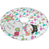Lights Happy Snowman Custom Holiday Tree Skirt Polyester Weihnachtsbaumdecke (Schrägansicht)