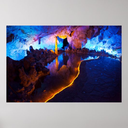 Lights in Reed Flute Cave, China Poster (Vorne)