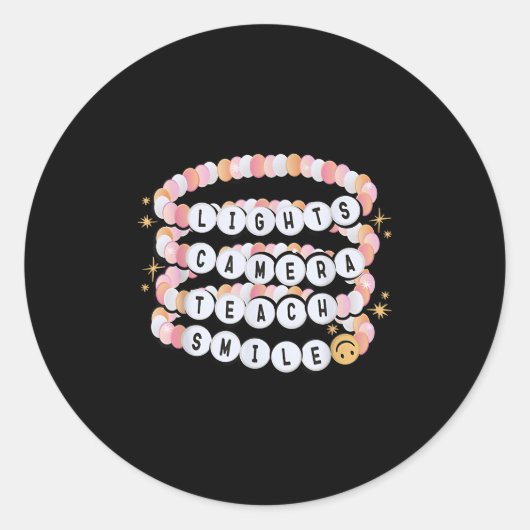 Lights-Kamera bringt Lächellehrer-Armband zurück Runder Aufkleber (Vorderseite)