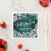 Lights & Lace Rustikale Aquamarine Best Day Ever T Serviette (Beispiel)