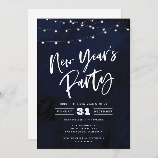 Lights New Year's Eve Party Einladung (Vorne/Hinten)