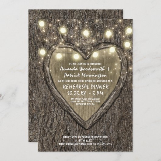 Lights Oak Tree Barke Probe Abendessen Einladung (Vorne/Hinten)