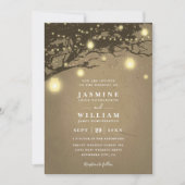 Lights on oak tree Rustic Elegant QR Code Wedding Einladung (Vorderseite)