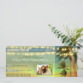 Lights Palms Save the Date Boarding Pass Tickets (Stehend Vorderseite)