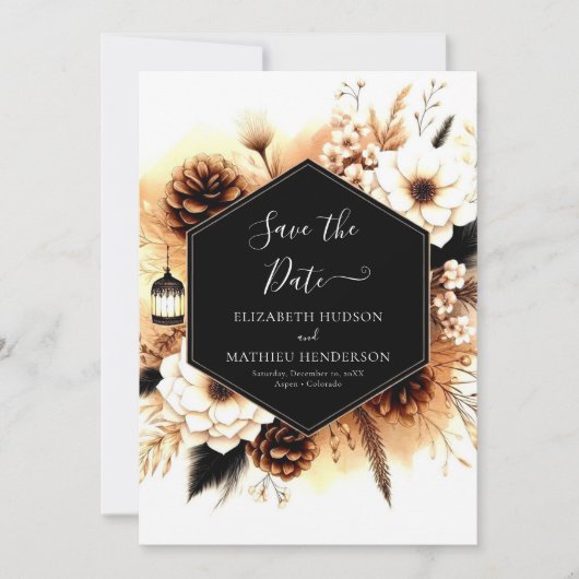Lights Rustikale Hochzeit Save The Date (Vorderseite)