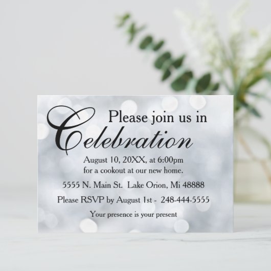 Lights Snow Glitzer Glitzern Empfang Einladung (Stehend Vorderseite)