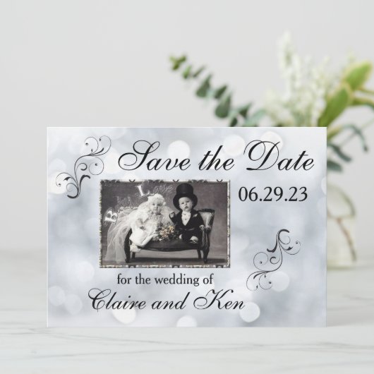 Lights Snow Glitzer Glitzern Save the Date (Stehend Vorderseite)