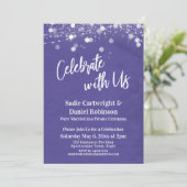 Lights Textured Celebrate mit uns Lila Empfang Einladung (Stehend Vorderseite)