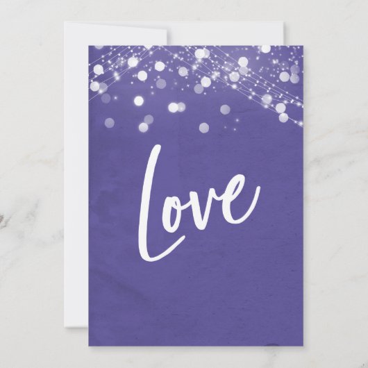 Lights Textured Celebrate mit uns Lila Empfang Einladung (Rückseite)