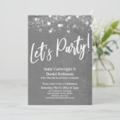 Lights Textured Let's Party Gray Empfang nur Einladung (Stehend Vorderseite)